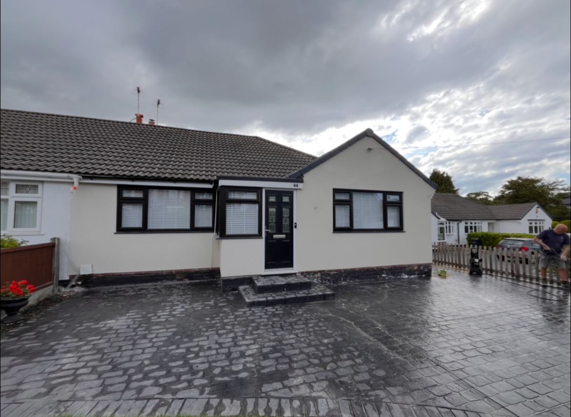 Front elevation white rendered bungalow